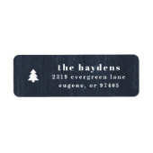 Étiquette Blue Rustic Tree Woodgrain Return Address Label (Devant)