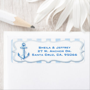 Étiquette Blue Sailing Ancre Mariage nautique Adresse