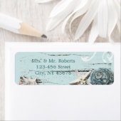 Étiquette BLue Seashells Beach Mariage (En situation)