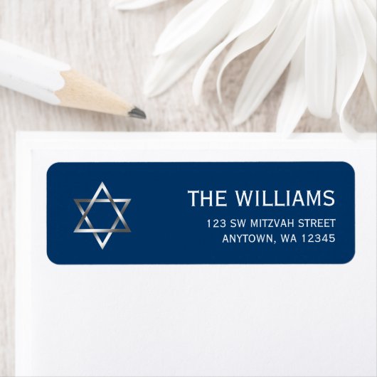 Étiquette Blue Silver Star de David Bar Mitzvah (En situation)