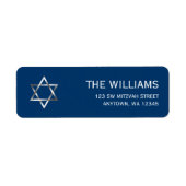 Étiquette Blue Silver Star de David Bar Mitzvah (Devant)