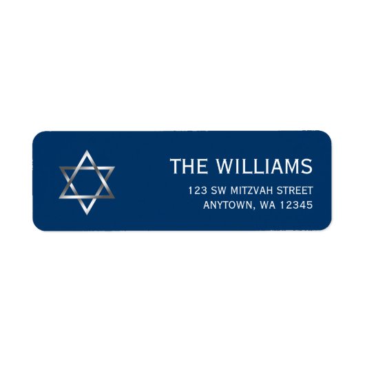 Étiquette Blue Silver Star de David Bar Mitzvah (Devant)