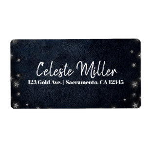 Étiquette Blue Silver Stars Celestial Starry Sky Party