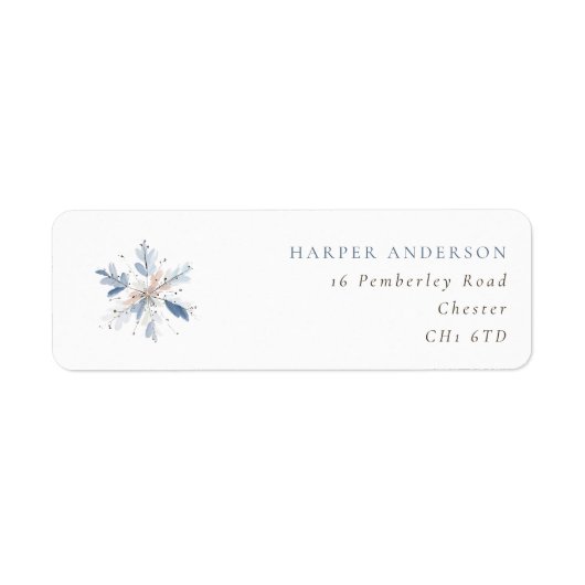 Étiquette Blue Snowflake Winter Wedding Return Address (Devant)