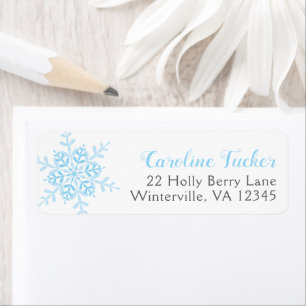 Étiquette Blue Snowflakes Winter Baby Boy Shoy Adresse