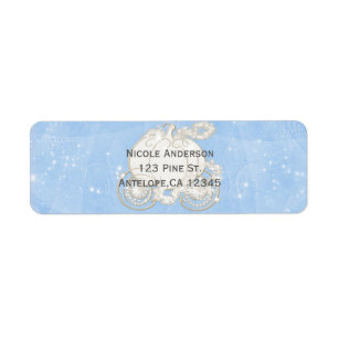 Étiquette Blue Sparkle Carriage Cendrillon Invitation
