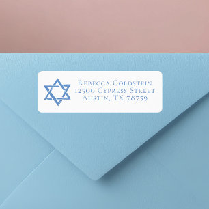 Étiquette Blue Star of David Jewish Family Adresse de retour