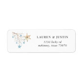 Étiquette Blue Stars Rustique Holiday Adresse de retour Labe (Devant)