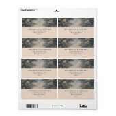 Étiquette Blue Toile Wedding Vintage Tapestry elegant (Feuille entière)