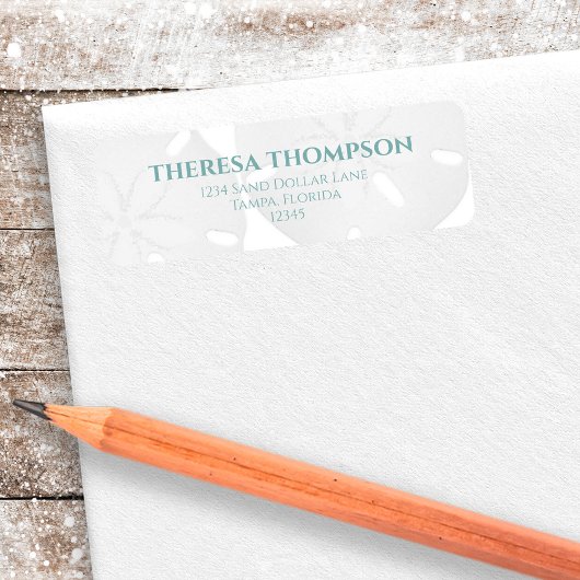 Étiquette Blue Turquoise Beach Sand Dollar Personnalisé