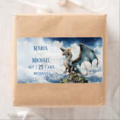 Étiquette Blue Turquoise Celtic Dragon Wedding Labels Favori (En situation)
