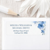Étiquette Blue Watercolor Flower |  Wedding (En situation)