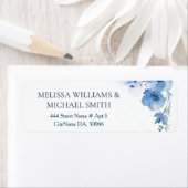 Étiquette Blue Watercolor Flower |  Wedding (En situation)