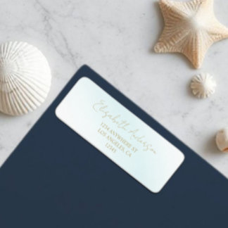 Étiquette Blue Watercolor Wave Mariage Adresse de retour
