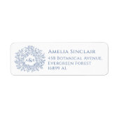 Étiquette Blue white leaves wedding return address (Devant)