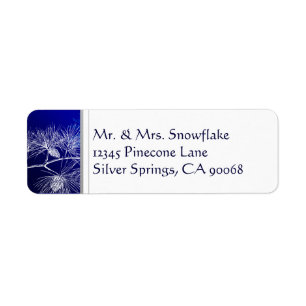 Étiquette Blue White Winter Pine Custom Return Adresse