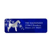 Étiquette Blue Winter Airedale Adresse de retour (Devant)