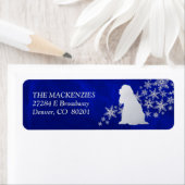 Étiquette Blue Winter American Cocker Spaniel Return Adresse (En situation)