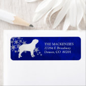 Étiquette Blue Winter Bull Mastiff Adresse de retour (En situation)