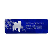 Étiquette Blue Winter Malamute Adresse de retour (Devant)