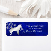 Étiquette Blue Winter Sibérien Husky Retour Adresse (En situation)