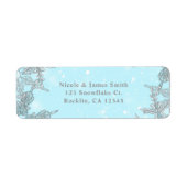 Étiquette Blue Winter Wonderland Élégant Mariage de flocons  (Devant)