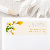 Étiquette Blue & Yellow buttercup editable wedding Label (En situation)