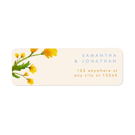 Étiquette Blue & Yellow buttercup editable wedding Label (Devant)