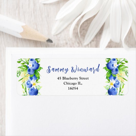 Étiquette Blueberries and Foliage Baby Shower (En situation)