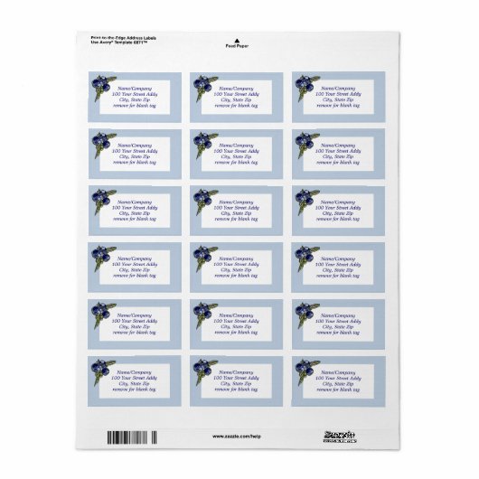 Étiquette Blueberry (Feuille entière)