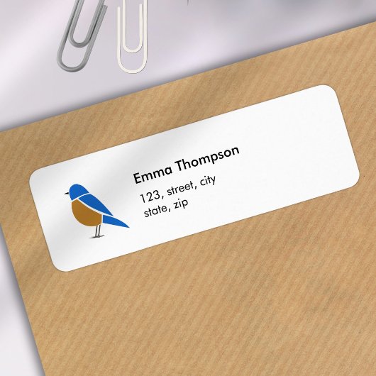 Étiquette Bluebird Return Address Label Minimal Illustration