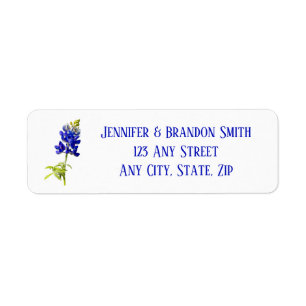 Étiquette Bluebonnet Floral sur blanc, Mariage