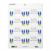 Étiquette Bluebonnets Texas State Flowers Lupine Watercolor (Feuille entière)