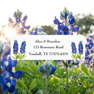 Étiquette Bluebonnets Texas State Flowers Lupine Watercolor