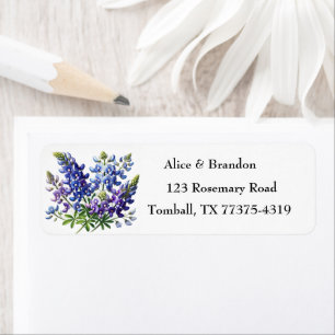 Étiquette Bluebonnets Texas State Flowers Lupine Watercolor