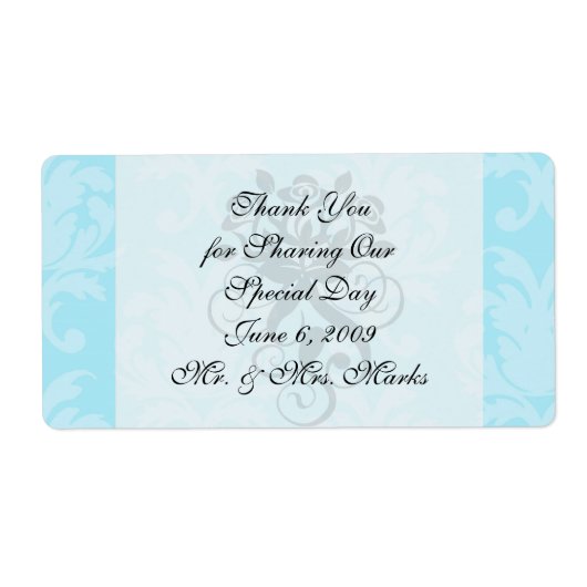 Étiquette blues doux adorable damas (Devant)