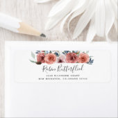 Étiquette Blush and Blue Blissant Floral Adresse de retour (En situation)