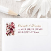 Étiquette Blush Burgundy Flora Modern Mariage Retour Adresse (En situation)