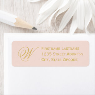 Étiquette Blush Gold Élégant Monogramme Adresse