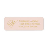 Étiquette Blush Gold Elegant Script Monogramme Adresse de re (Devant)