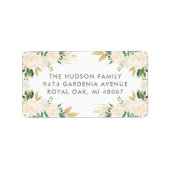 Étiquette Blush Gold et Green Floral Mariage Adresse de reto (Devant)