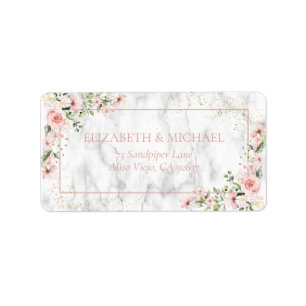 Étiquette Blush Gold Greenery Dusty rose Floral Adresse