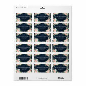 Étiquette Blush Navy Dusty Bleu Floral Géométrique Botanique (Feuille entière)