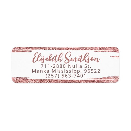 Étiquette Blush Parties scintillant Modern Luxe Custom Retur (Devant)