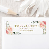 Étiquette Blush Pink Floral Gold Geometric Botanical Wedding (En situation)