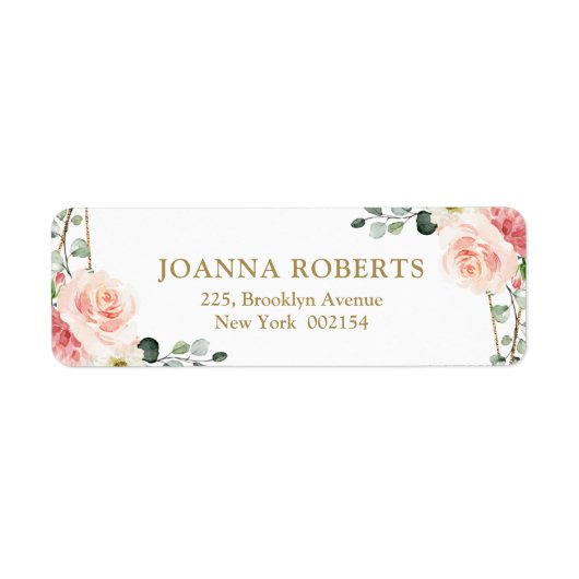 Étiquette Blush Pink Floral Gold Geometric Botanical Wedding (Devant)