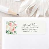 Étiquette Blush Pink Floral MR & MRS adresse de retour (En situation)