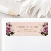Étiquette Blush Pink Gold Honeycomb Roses Adresse de retour (En situation)