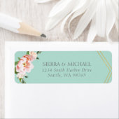 Étiquette Blush Pink Gold Mint Green Mariage Adresse de reto (En situation)