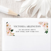 Étiquette Blush Pink Magnolias et Hydrangeas Adresse de reto (En situation)